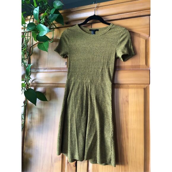Forever 21 Short Knit Dress mustard/black Heathered SZ M - Picture 3 of 10